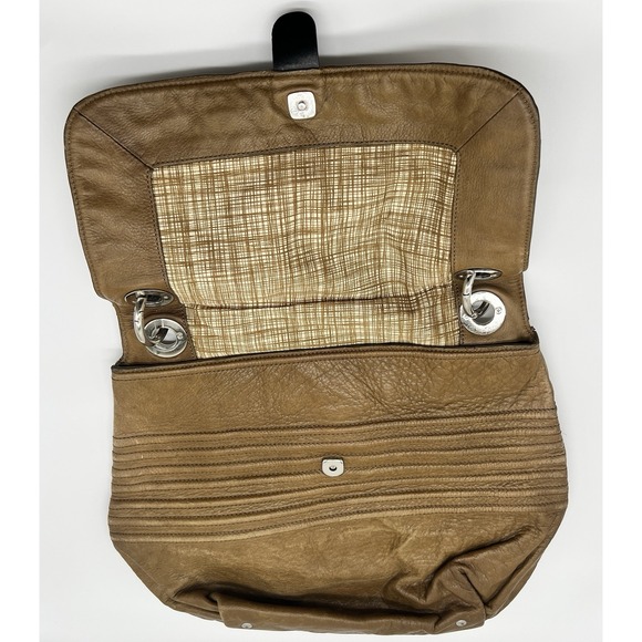 Gorgeous Vintage Orla Kiely Brown Embossed Leather Handbag Large - Picture 3 of 10